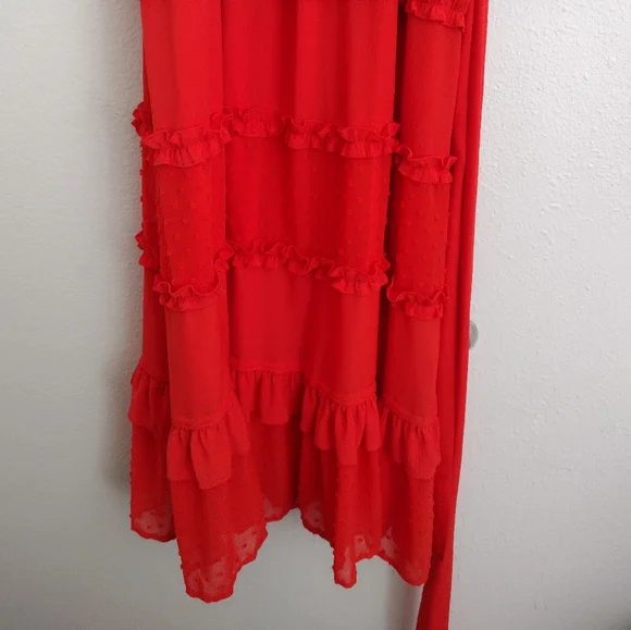 Alexis X Target Elegant Orange Angel Sleeved Tiered Ruffle Dress Size XXS - Picture 8 of 16